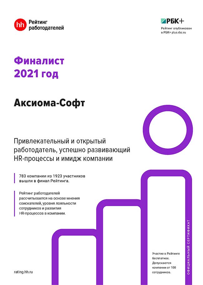 "Аксиома-Софт" — в числе лучших работодателей России!